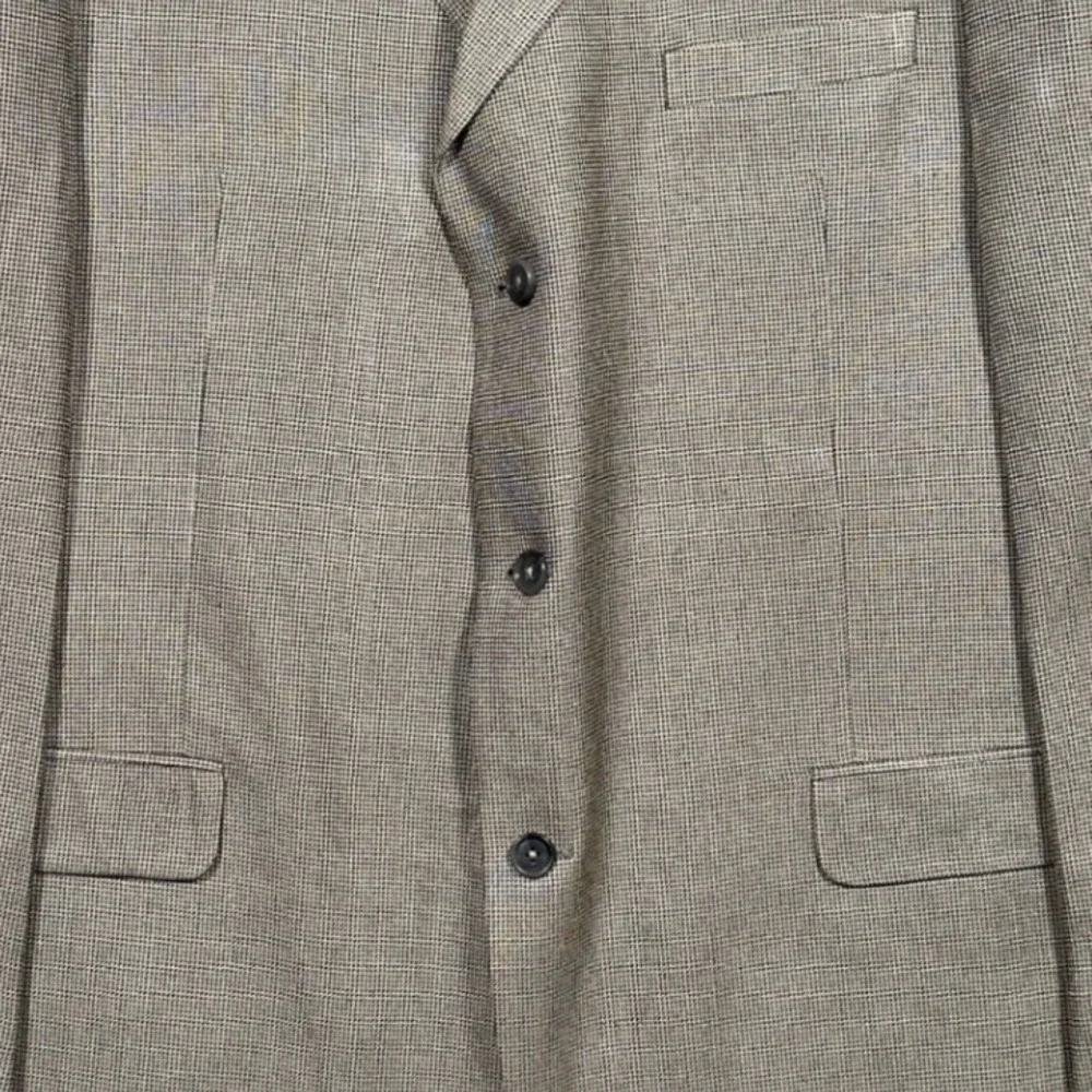 Linea‎ Uomo Blazer Mens 48 Long Tan 100% Silk 3-Button Micro-Check Sport Coat